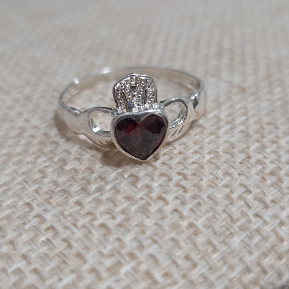Silver Heart Ring With Ruby Gemstone - image 1